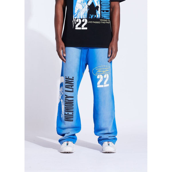 Memory Lane Stencil Logo Sweatpants "Faded Blue"