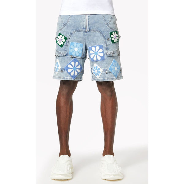 Guapi Flowers Shorts "Aqua Blue"