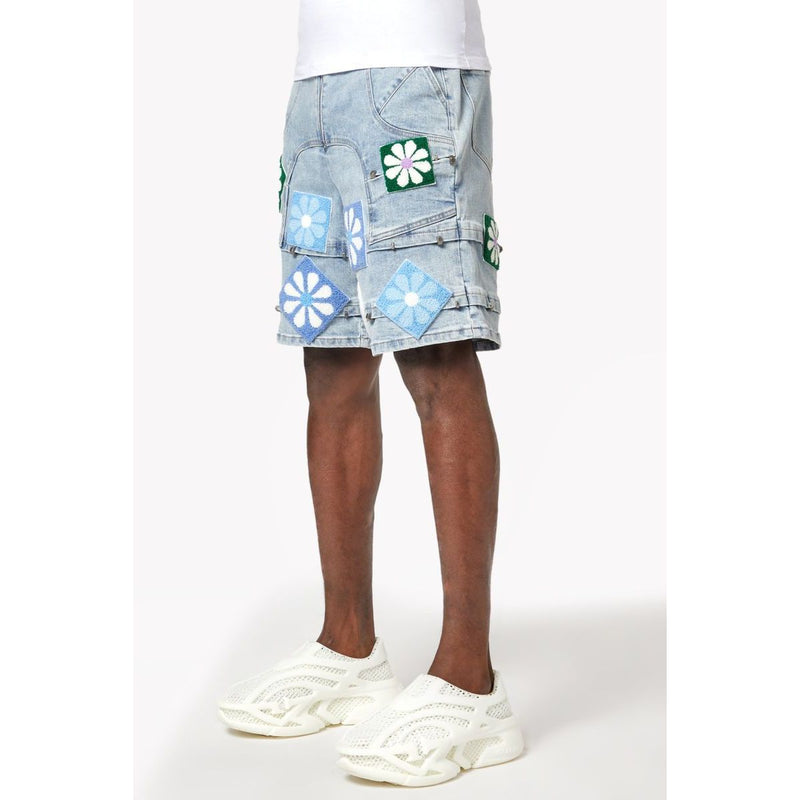 Guapi Flowers Shorts "Aqua Blue"