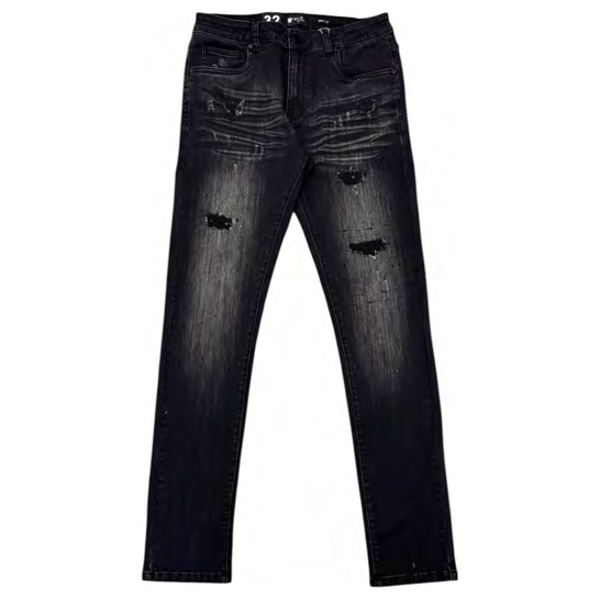Waimea Light Distressed Skinny Jeans "Black Wash"