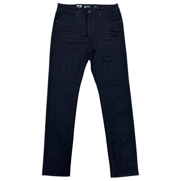 Waimea Light Distressed Skinny Jeans "Jet Black"
