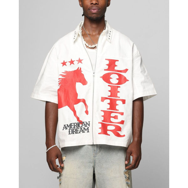Loiter Rodeo Zip Up Tee "Cream"