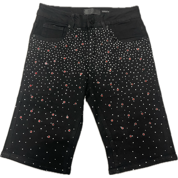 Waimea Ruby Rhinestone Jean Shorts "Black"