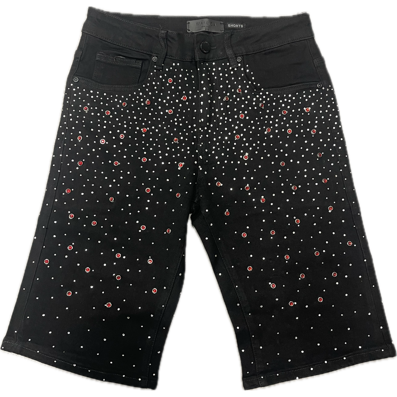 Waimea Ruby Rhinestone Jean Shorts "Black"