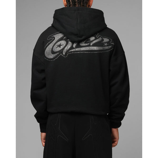 Loiter Silicone Rhinestone Zip Up Hoodie "Black"