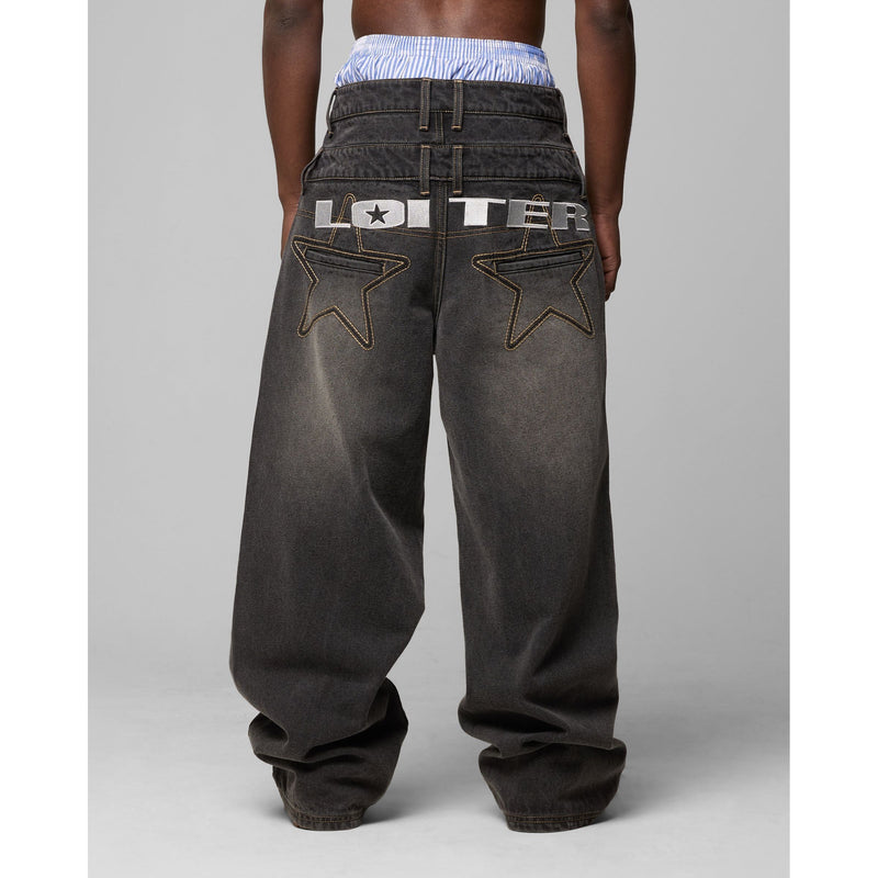 Loiter Star Layered Jeans "Vintage Black"
