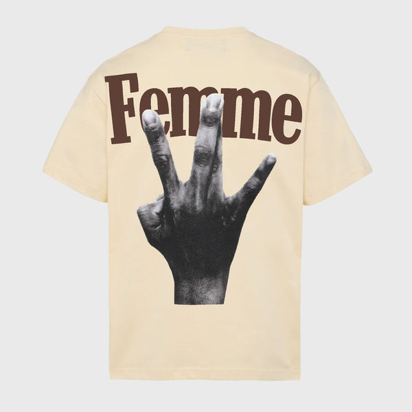 Homme Femme Twisted Fingers Tee "Cream/Brown"