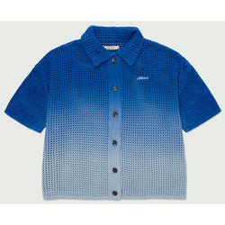 Honor The Gift Summer Crochet Ombre Button Up Tee "Blue"