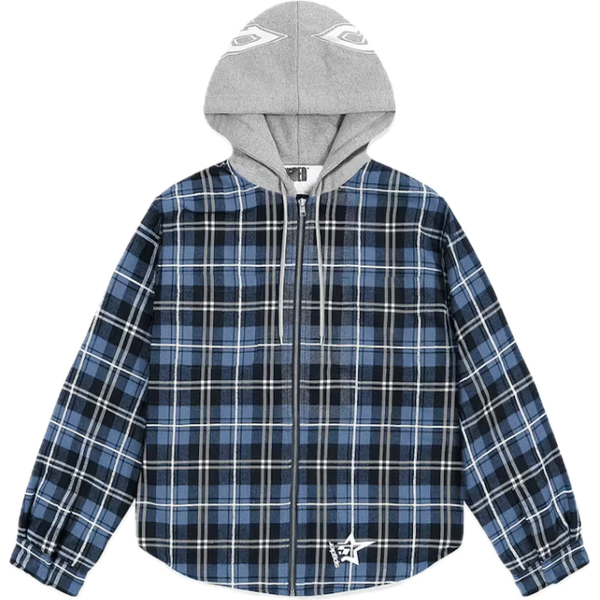 Sp5der Flannel Zip Jacket “Blue Plaid”