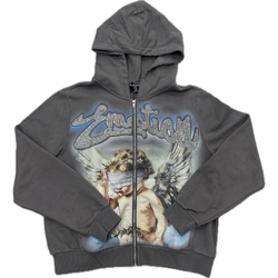 Mixed Emotion Rhinestone Hoodie "Grey”