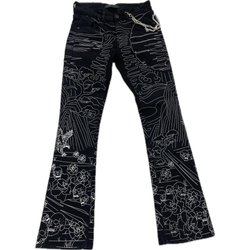 KDNK Landscape Print Jeans "Jet Black"