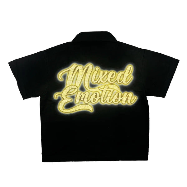 Mixed Emotion Blinded Zip Up Tee “Black”