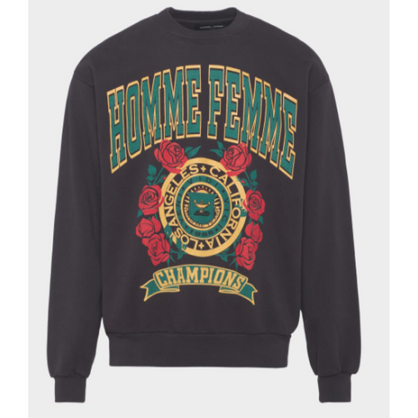 Homme Femme Collegiate Varsity Crewneck "Charcoal"