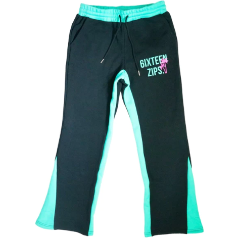 6IXTEEN ZIPS. Luxury Heavyweight Flared Sweatpants "South Beach"