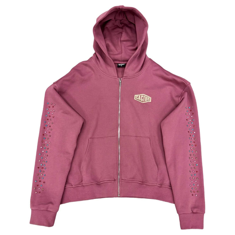 AZVA Crystal Cactus Zip Hoodie “Mauve”