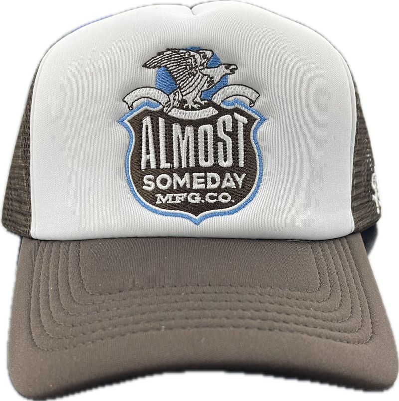 Almost Someday Label Trucker Hat "Brown/White"