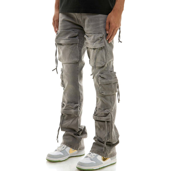 KDNK Triple Cargo Skinny Flare Jeans "Grey"