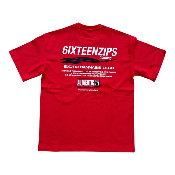 6ixteen Zips Exotic Cannabis Club Tee "Red”