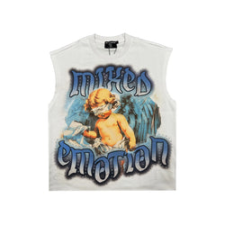 Mixed Emotion Angel Sleeveless Tee “White”
