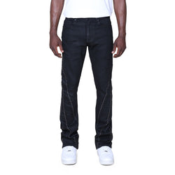 Smoke Rise Barbwire Rhinestone Stacked Jeans “Black”
