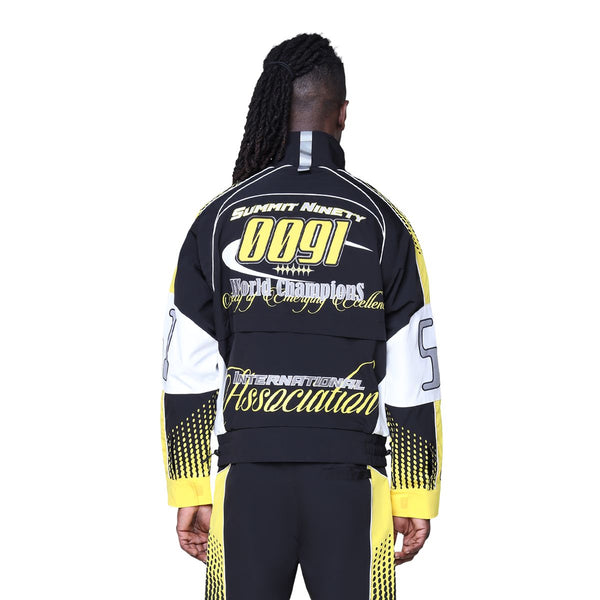 Smoke Rise Republic Windbreaker Jacket “Black/Yellow”
