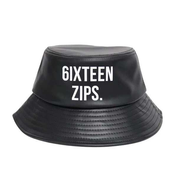 6IXTEEN Zips OG Leather Bucket Hat “Black”