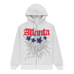 Sp5der Atlanta Zip Up Hoodie “Grey”