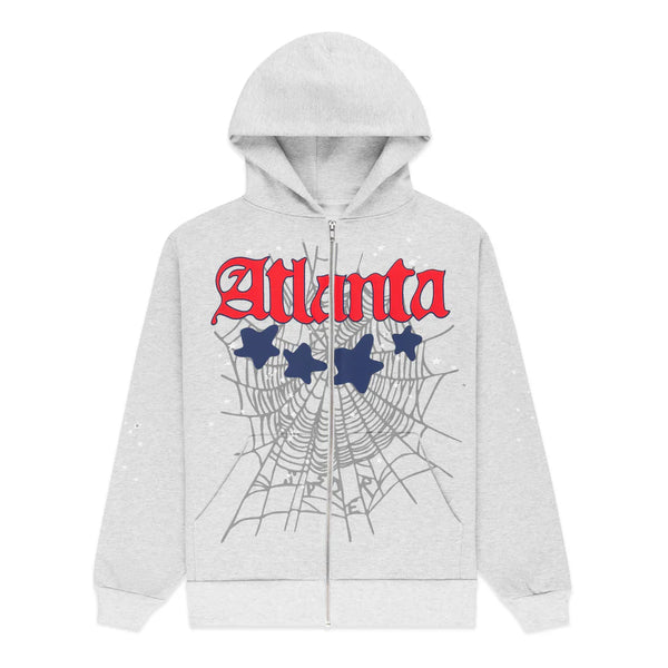 Sp5der Atlanta Zip Up Hoodie “Grey”