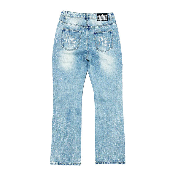Mixed Emotion Rhinestone Jeans “Blue”