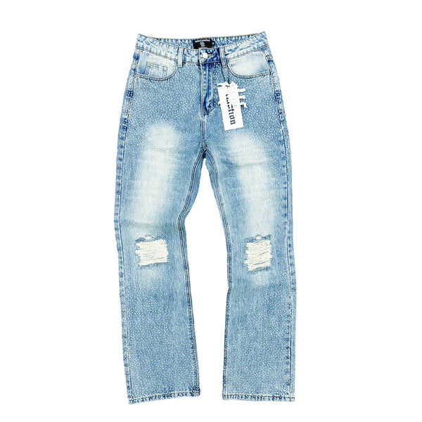 Mixed Emotion Rhinestone Jeans “Blue”