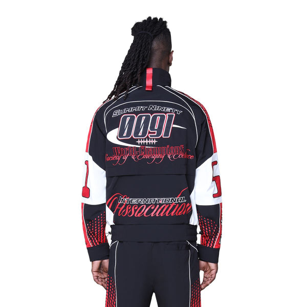 Smoke Rise Republic Windbreaker Jacket “Black/Red”