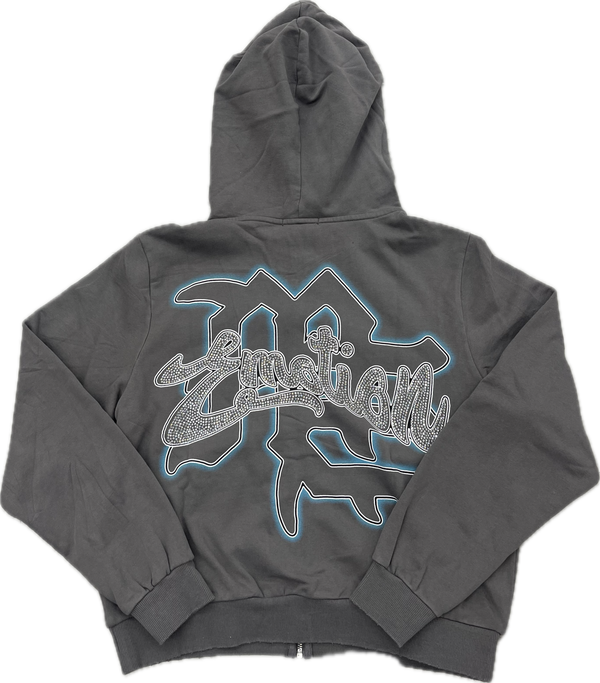 Mixed Emotion Rhinestone Hoodie "Grey”