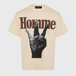 Homme Femme Twisted Fingers Tee "Cream/Brown"