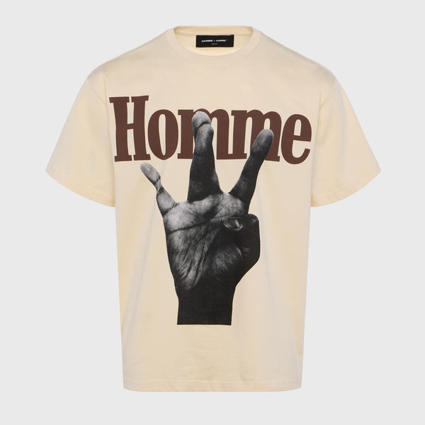 Homme Femme Twisted Fingers Tee "Cream/Brown"