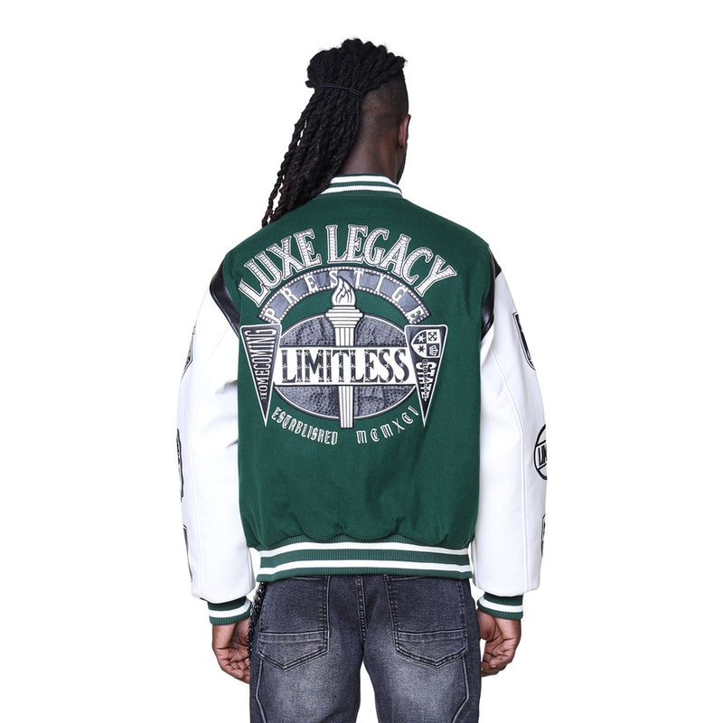 Smoke Rise Luxe Legacy Wool Varsity Jacket “Green”