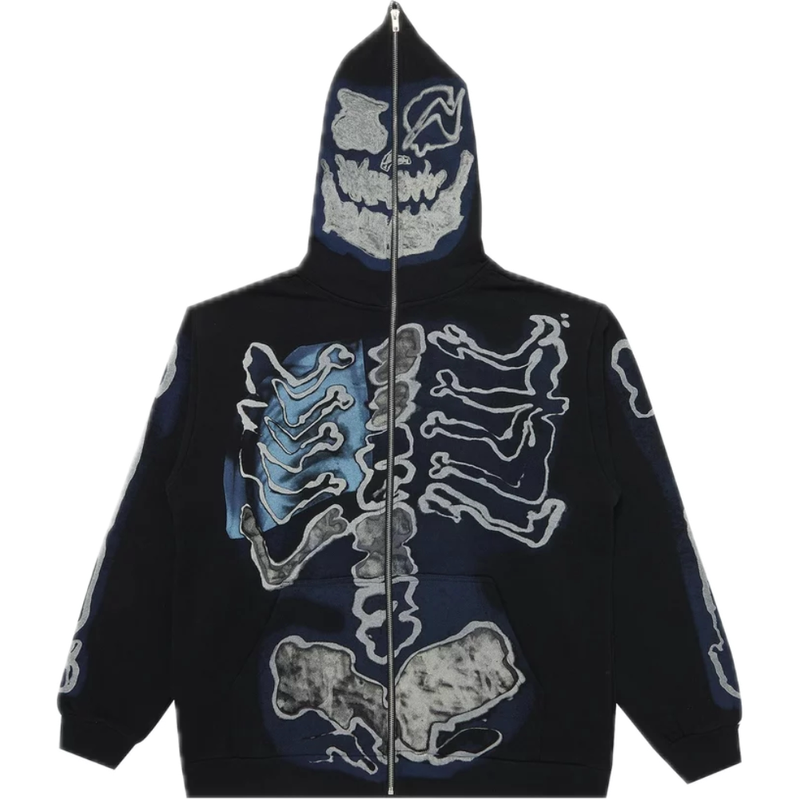 Travis Scott x Fragment Skeleton Graffiti Zip Up Hoodie "Black"