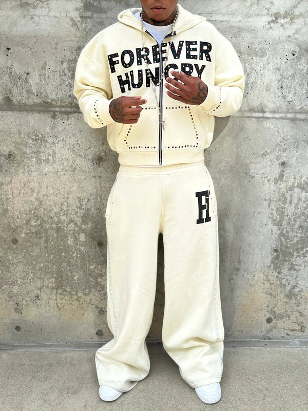 Forever Hungry Gemstone Tracksuit Set "Bone"