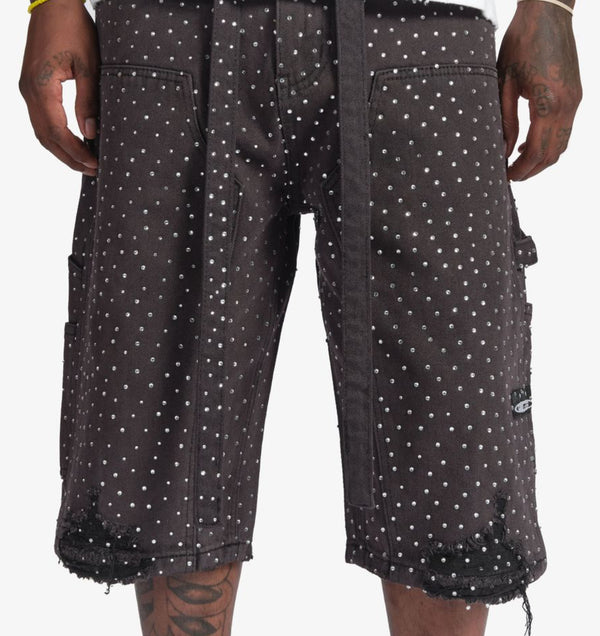 Gala Original Rhinestone Jean Shorts "Black Wash"