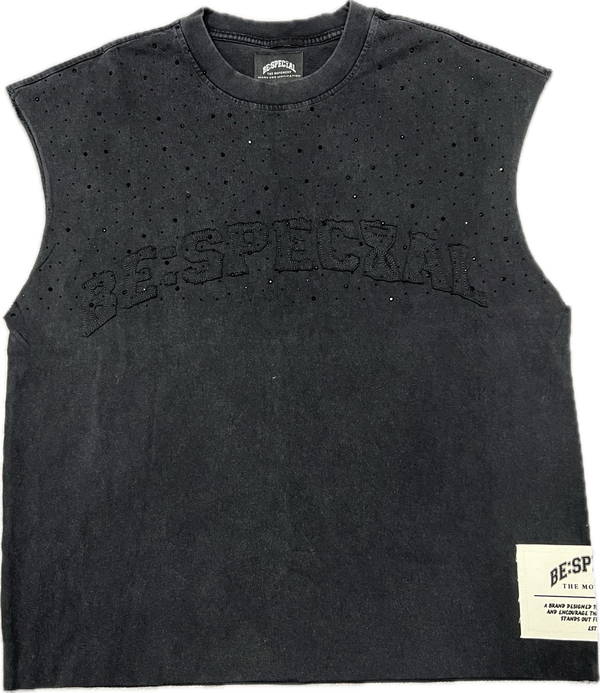 Be Special Rhinestone Sleeveless Tee "Black"