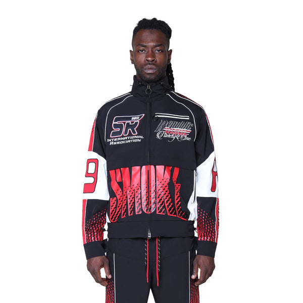 Smoke Rise Republic Windbreaker Jacket “Black/Red”