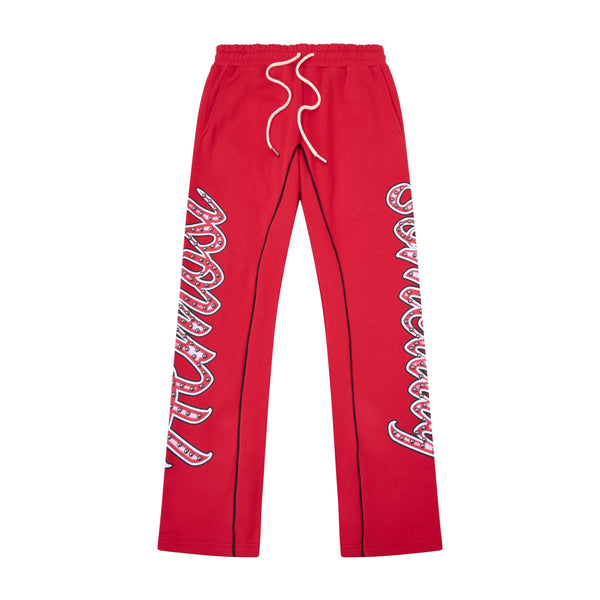 Almost Someday Zepplin Flare Sweatpants "Red"
