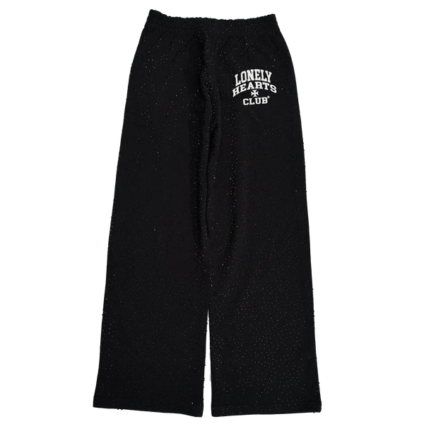 Lonely Hearts Club All Over Rhinestone Sweatpants "Black"
