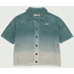 Honor The Gift Summer Crochet Ombre Button Up Tee "Green"