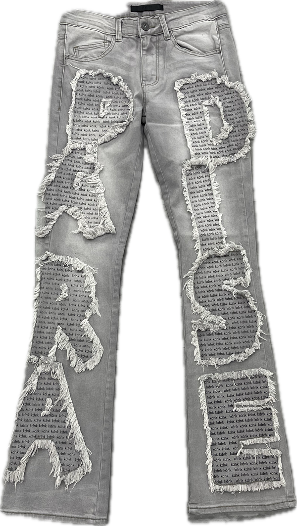 KDNK Lettering Patch Jeans "Grey"
