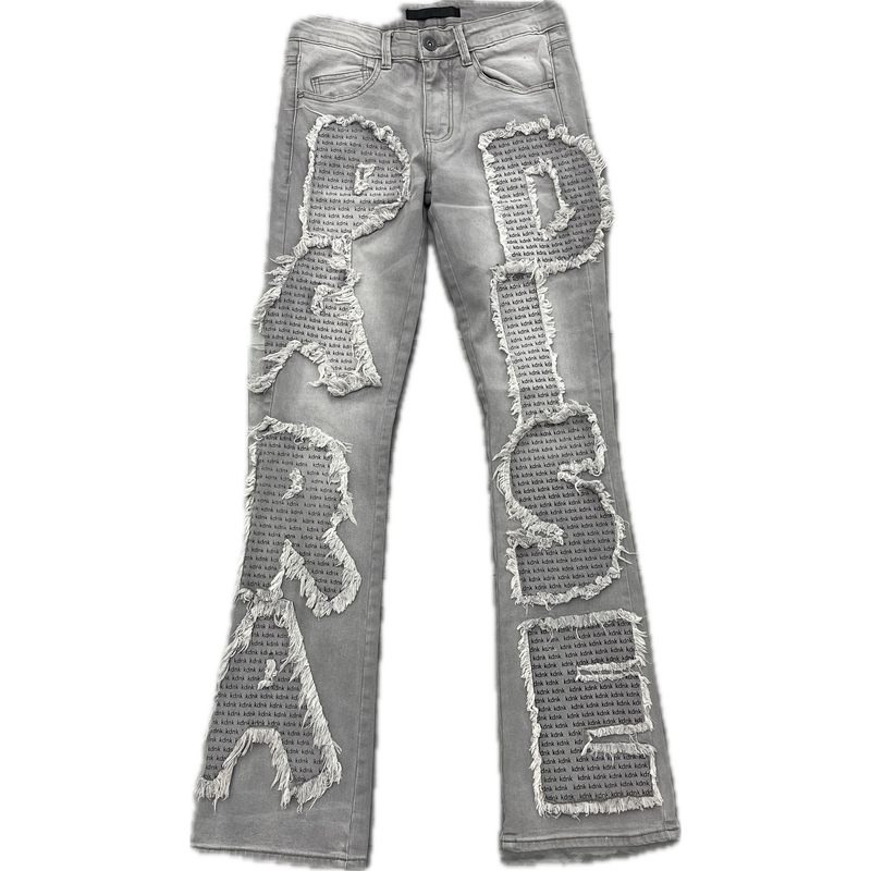 KDNK Lettering Patch Jeans "Grey"