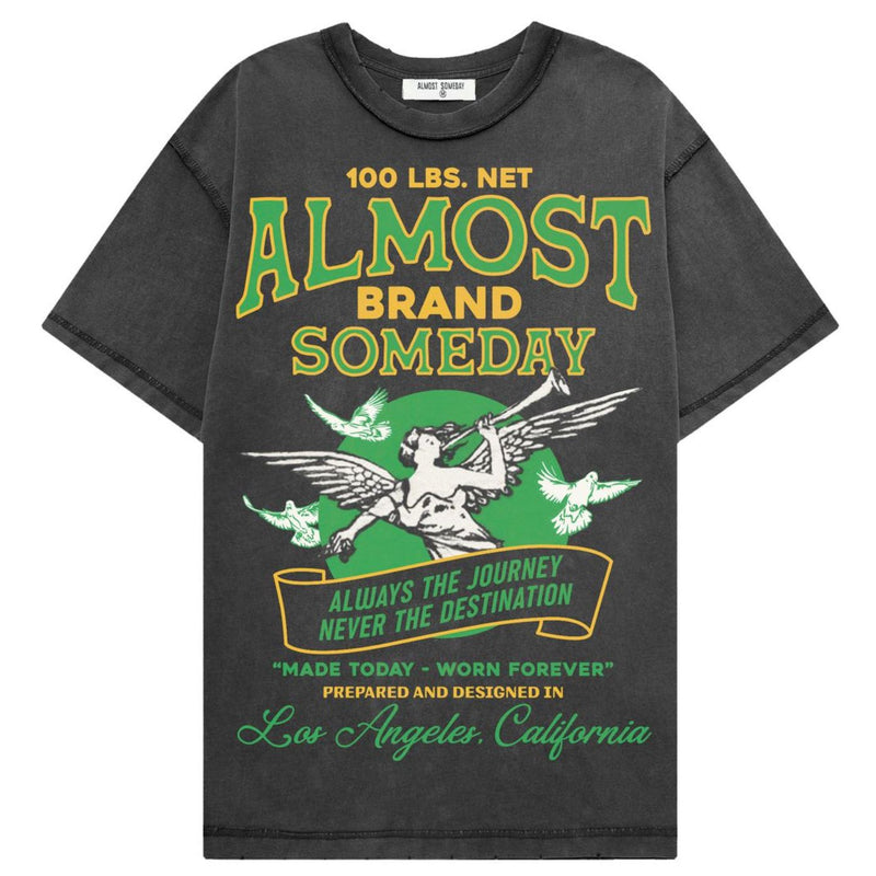Almost Someday Burlap Tee "Black"