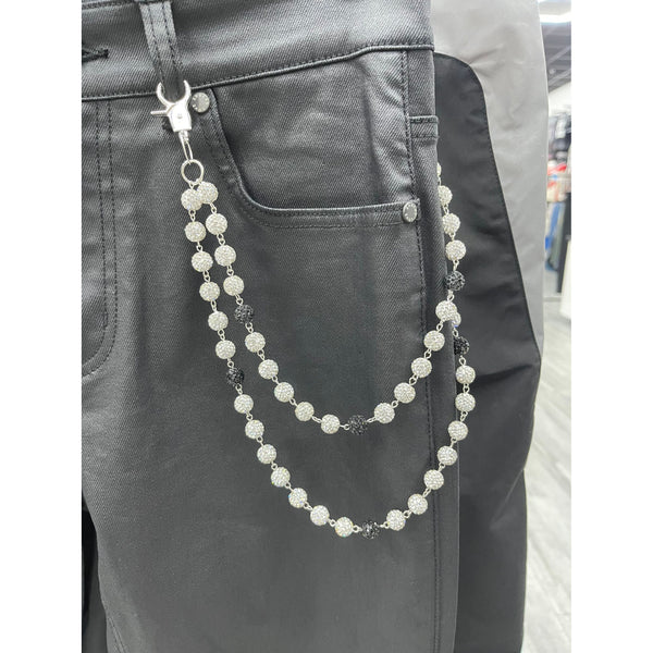 White & Black Disco Ball Pocket Chain