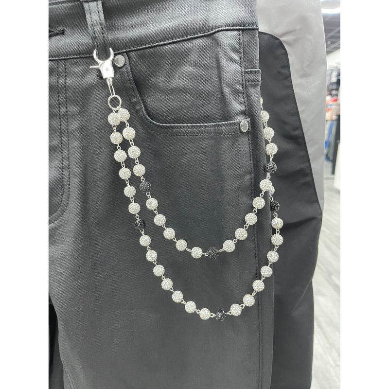 White & Black Disco Ball Pocket Chain