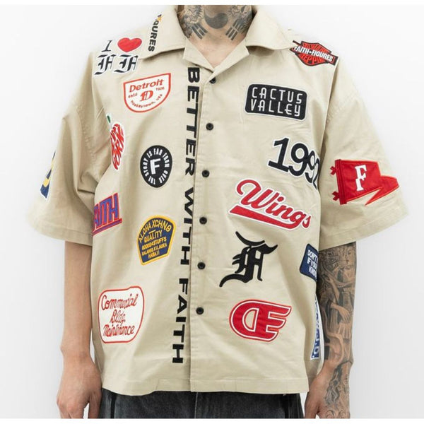 Faith+Figures Way Too Patches Button Up Tee "Khaki"