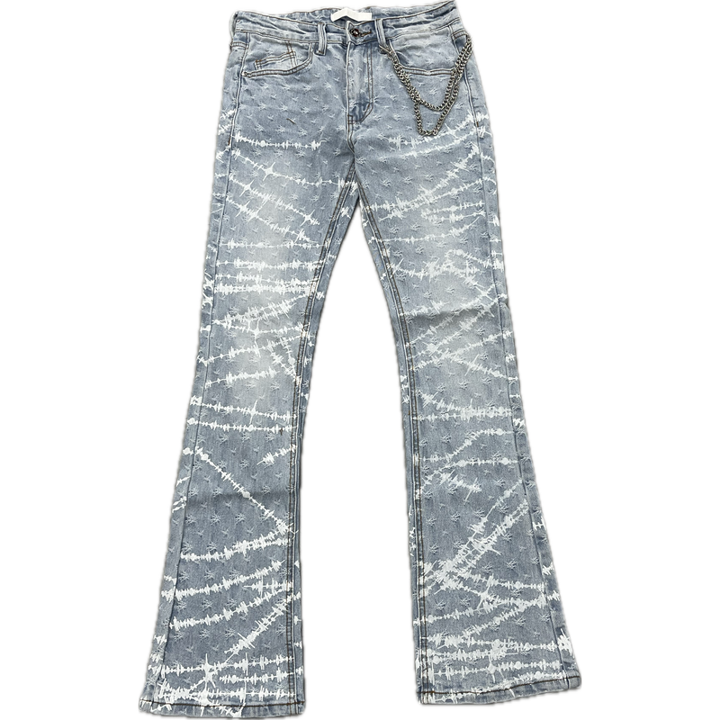 KDNK Barbwire Skinny Flare Jeans "Lt Blue"